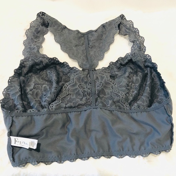 Bralette Gray Lace Racerback - Picture 6 of 7